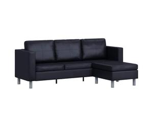 vidaXL Canapé sectionnel à 3 Places Cuir synthétique Noir