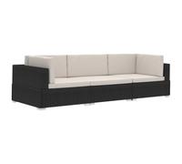 vidaXL Canapés 3 pcs avec Coussins Salon de Jardin Sofa de Jardin Mobilier d'Extérieur Meubles d'Extérieur Résine Tressée Noir