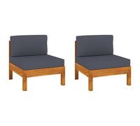 vidaXL Canapés centraux 2 pcs avec coussins gris foncé Acacia solide