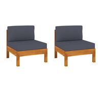 vidaXL Canapés centraux 2 pcs avec coussins gris foncé Acacia solide