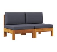 vidaXL Canapés centraux 2 pcs avec Coussins Gris foncé Acacia Solide