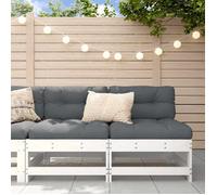 Canapés centraux avec coussins 2 pcs blanc bois de pin massif, canapé de jardin, siège de jardin, siège d'extérieur, 825577