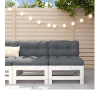 vidaXL Canapés centraux avec coussins 2 pcs blanc bois de pin massif, canapé de jardin, siège de jardin, siège d'extérieur, 825689