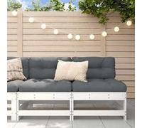 Vidaxl Canapés Centraux Avec Coussins 2 Pcs Blanc Bois De Pin Massif