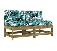 vidaXL Canapés centraux avec Coussins 2 pcs Bois de pin imprégné, canapé de Jardin, siège de Jardin, siège d'extérieur, canapé d'extérieur