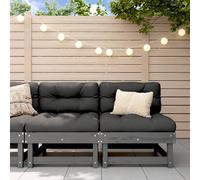 Vidaxl Canapés Centraux Avec Coussins 2 Pcs Gris Bois De Pin Massif Gris