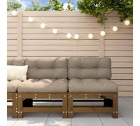 Vidaxl Canapés Centraux Avec Coussins 2 Pcs Marron Miel