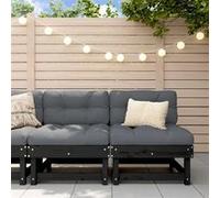 vidaXL Canapés centraux de jardin 2 pcs noir bois de pin massif825405 G