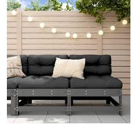 vidaXL Canapés centraux de jardin 2 pcs – Bois de pin massif, gris, avec dossier