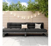 vidaXL Canapés Centraux de Jardin 2 pcs, Sièges avec Dossier, Meubles de Terrasse Patio Arrière-cour Balcon Extérieur, Gris 825718