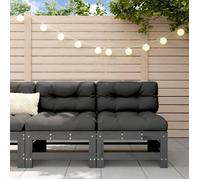 vidaXL Canapés Centraux de Jardin 2 pcs, Sièges avec Dossier, Meubles de Terrasse Patio Arrière-cour Balcon Extérieur, Gris 825641
