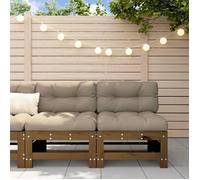vidaXL Canapés Centraux de Jardin 2 pcs, Sièges avec Dossier, Meubles de Terrasse Patio Arrière-cour Extérieur, Marron Miel 825642