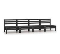 Vidaxl Canapés Centraux De Jardin 4 Pcs Noir Bois De Pin Massif Noir