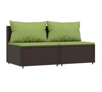 vidaXL Canapés centraux de Jardin Coussins 2pcs Marron résine tressée, canapé, canapé de Jardin, canapé Central sectionnel, canapé d'extérieur