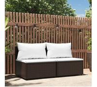 vidaXL Canapés centraux de jardin coussins 2pcs marron résine tressée, canapé, canapé de jardin, canapé central sectionnel, 319754
