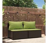 Vidaxl Canapés Centraux De Jardin Coussins 2pcs Marron Résine Tressée