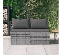 vidaXL Canapés centraux de jardin et coussins 2pcs Gris Résine tressée 362333