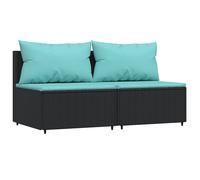 Vidaxl Canapés Centraux De Jardin Et Coussins 2pcs Noir Résine Tressée