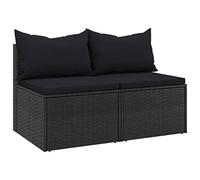 vidaXL Canapés centraux de jardin 2 pièces avec coussins 362332 Résine tressée Noir