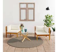 Vidaxl Canapés D'angle 2 Pcs Avec Coussins Blanc Crème Acacia Solide