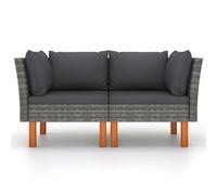 vidaXL Canapés d'angle 2pcs Résine tressée et bois d'eucalyptus massif