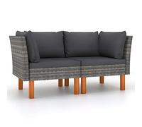 vidaXL Canapés d'angle 2pcs Résine tressée et Bois d'eucalyptus Massif