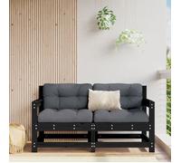 vidaXL Canapés d'Angle de Jardin 2 pcs, Sièges avec Dossier, Meubles de Terrasse Patio Arrière-cour Balcon Extérieur, Noir 825510