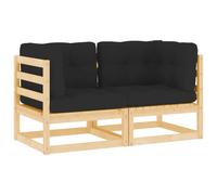 Vidaxl Canapés D'angle De Jardin 2pcs Avec Coussins Bois De Pin Massif