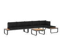 vidaXL Canapés d'angle de Jardin 4 pcs et Coussins Sofa de Salon Jardin Patio Terrasse Maison Intérieur Extérieur Aluminium et WPC