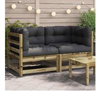 Vidaxl Canapés D'angle De Jardin Avec Coussins 2 Pcs Bois Pin Imprégné