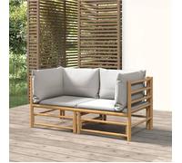 vidaXL Canapés d'angle de jardin avec coussins gris clair 2 pcs bambou 3155086