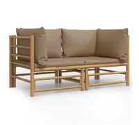 vidaXL Canapés d'angle de Jardin avec Coussins Taupe 2 pcs Bambou
