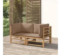 vidaXL Canapés d'angle de jardin 2 pcs en bambou avec coussins taupe