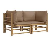 vidaXL Canapés d'angle de Jardin avec Coussins Taupe 2 pcs Bambou, canapé de Jardin, sièges de Jardin, sièges d'extérieur, canapé d'extérieur