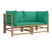 vidaXL Canapés d'angle de jardin 3155150 avec coussins 2 pièces bambou Vert
