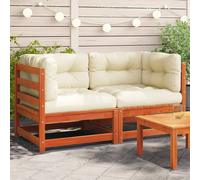 Vidaxl Canapés D'angle De Jardin Coussins 2 Pcs Cire Marron Pin Massif