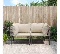 Vidaxl Canapés D'angle De Jardin Et Coussins 2 Pcs Gris Résine Tressée