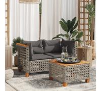 Vidaxl Canapés D'angle De Jardin Et Coussins 2 Pcs Gris Résine Tressée