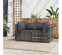 vidaXL Canapés d'angle de jardin et coussins 2 pcs gris résine tressée, canapé, canapé de jardin, canapé d'angle sectionnel, 319762