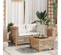 Canapés d'angle de jardin et coussins 2pcs beige résine tressée, canapé d'angle de jardin, siège d'angle de jardin, 365937