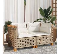 vidaXL Canapés d'angle de jardin 365937 – résine tressée beige, 2 coussins