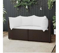 Vidaxl Canapés D'angle De Jardin Et Coussins2pcs Marron Résine Tressée