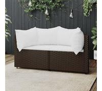 Vidaxl Canapés D'angle De Jardin Et Coussins2pcs Marron Résine Tressée