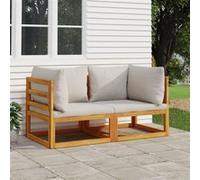Canapés d'Angle Sectionnels avec Coussins Jardin 2 pcs Taupe Bois Acacia vidaXL