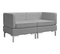 vidaXL Canapés d'angle sectionnels 2 pcs et coussins Tissu Gris clair Gris G