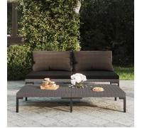 vidaXL Canapés de jardin 2 pcs demi-ronde en résine tressée avec coussins