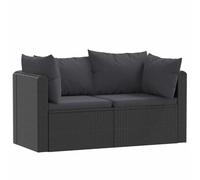 vidaXL Canapés de Jardin 2 pcs avec Coussins Sofa de Jardin Sofa de Terrasse Canapé de Terrasse Patio Extérieur Arrière-Cour Résine Tressée Noir