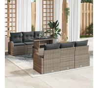 Vidaxl Canapés De Jardin 7 Pièces Avec Coussins Gris En Poly Rattan