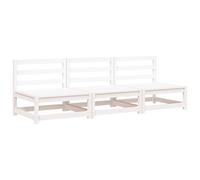 vidaXL Canapés de Jardin sans Accoudoirs 3 pcs, Sièges avec Dossier, Meubles de Terrasse Patio Arrière-Cour Extérieur, Blanc Bois Pin Massif