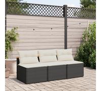 Canapés de Jardin sans Accoudoirs avec Coussins 2 pcs, Sièges de Patio, Meubles de Terrasse Balcon Extérieur, Noir Résine Tressée